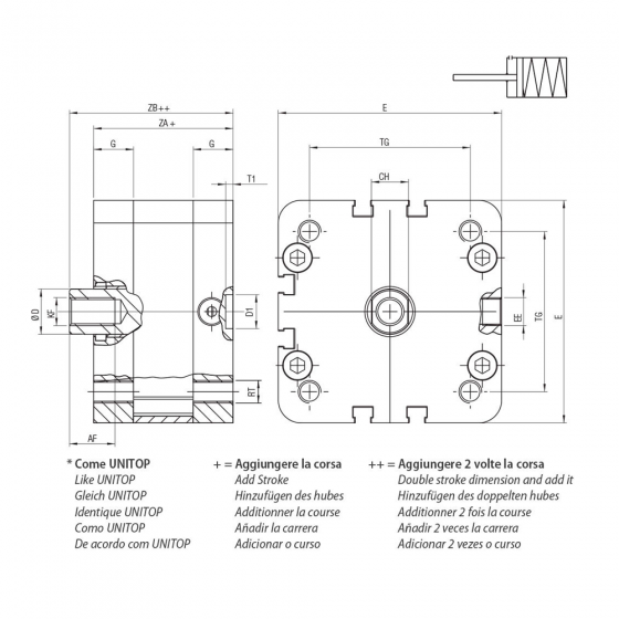 Пневмоцилиндр 50х25 Aignep WD0500025, компактный